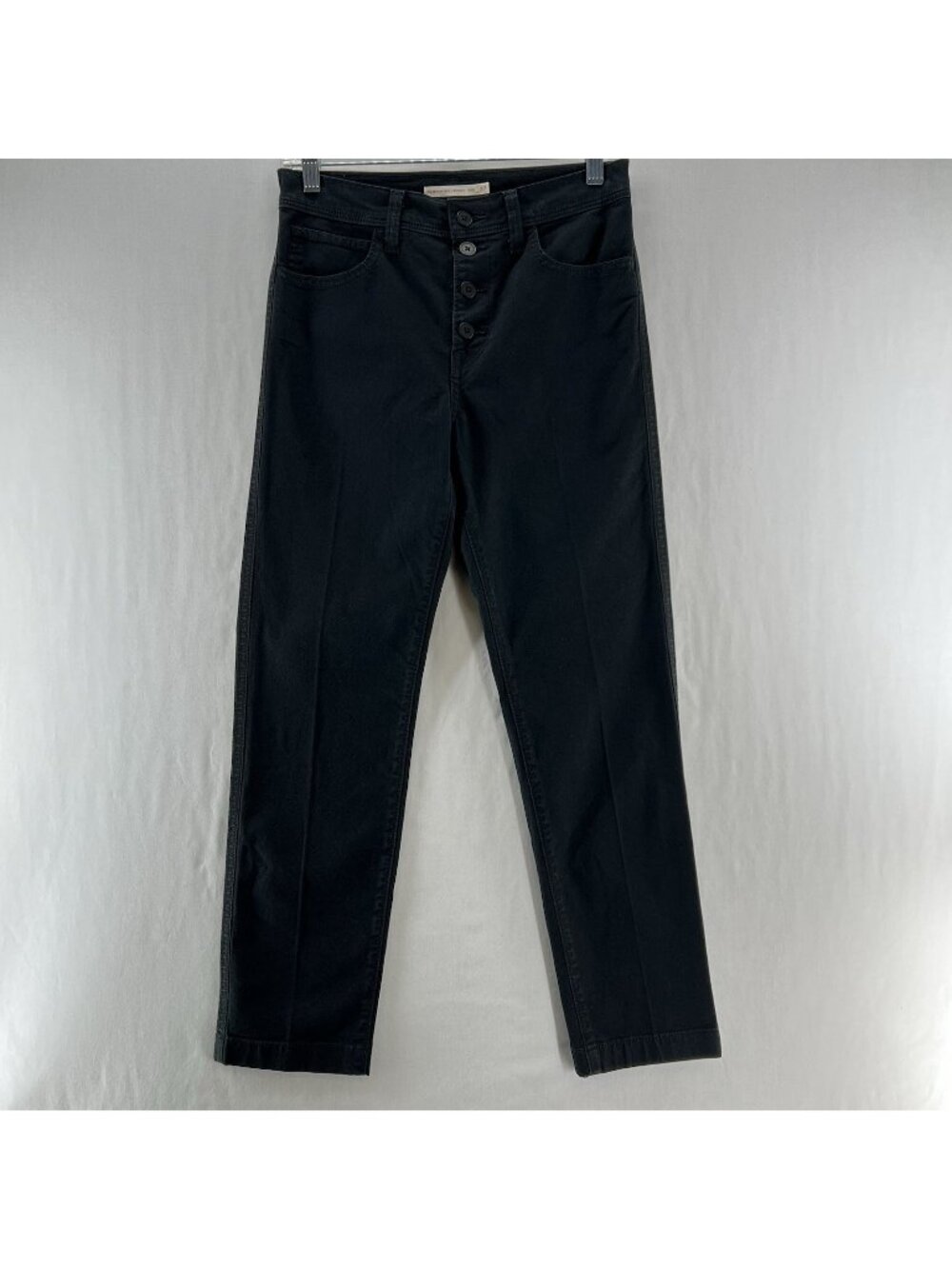 Levi's 724 High Rise Straight Crop Jeans Womens 27 Button Fly Slim Stretch Black